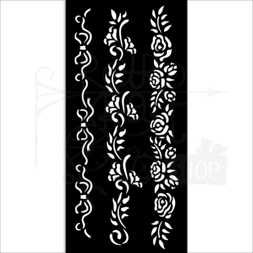 Szablon maska 12x25cm Timeless 3 bordiury kwiatowe KSTDL118 Stamperia