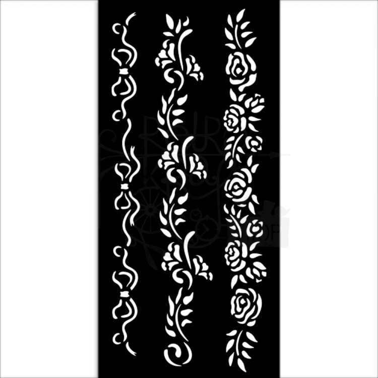 Szablon maska 12x25cm Timeless 3 bordiury kwiatowe KSTDL118 Stamperia
