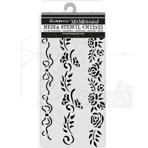 Szablon maska 12x25cm Timeless 3 bordiury kwiatowe KSTDL118 Stamperia