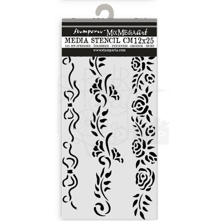 Szablon maska 12x25cm Timeless 3 bordiury kwiatowe KSTDL118 Stamperia