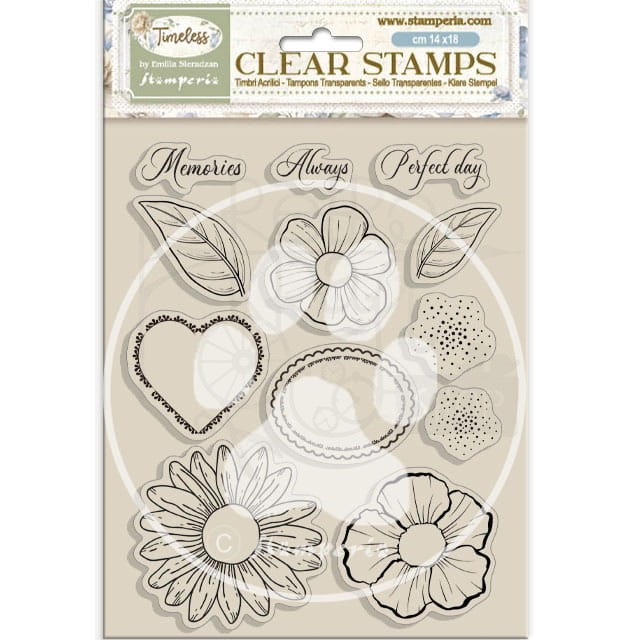 Stempel akrylowy 14x18cm Timeless Kwiaty serca WTK221 Stamperia