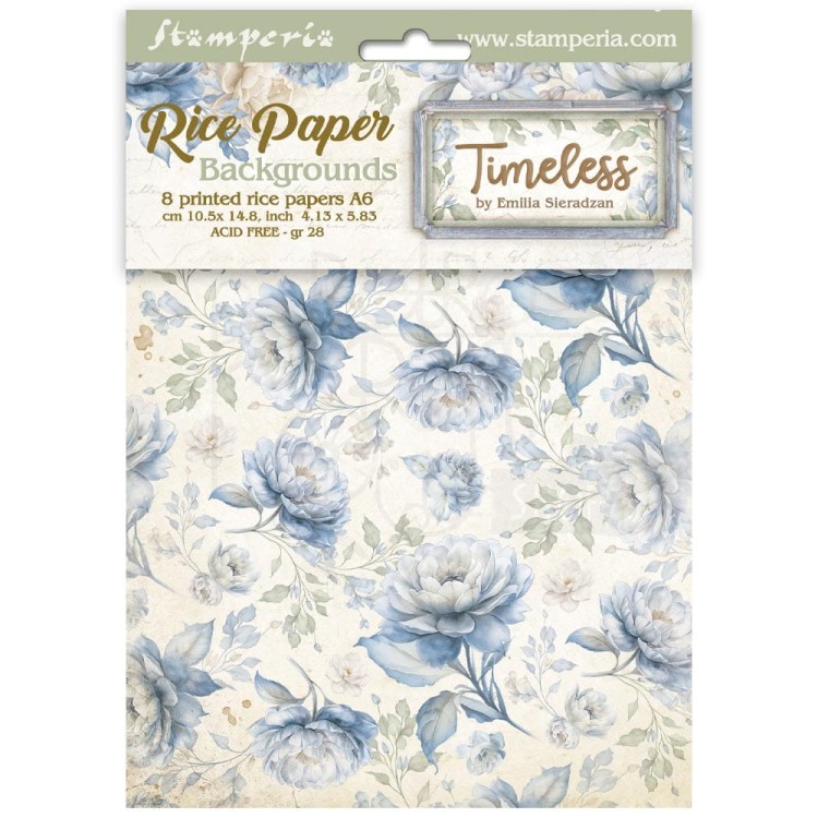 Papier ryżowy A6 Timeless 8szt tła DFSAK6041 Stamperia