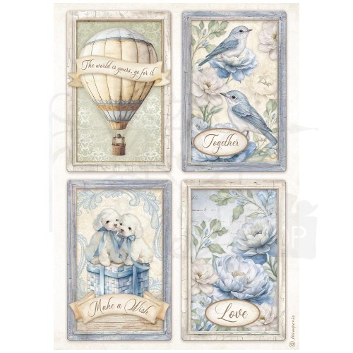 Papier ryżowy do decoupage A4 Timeless 4 karty DFSA41039 Stamperia