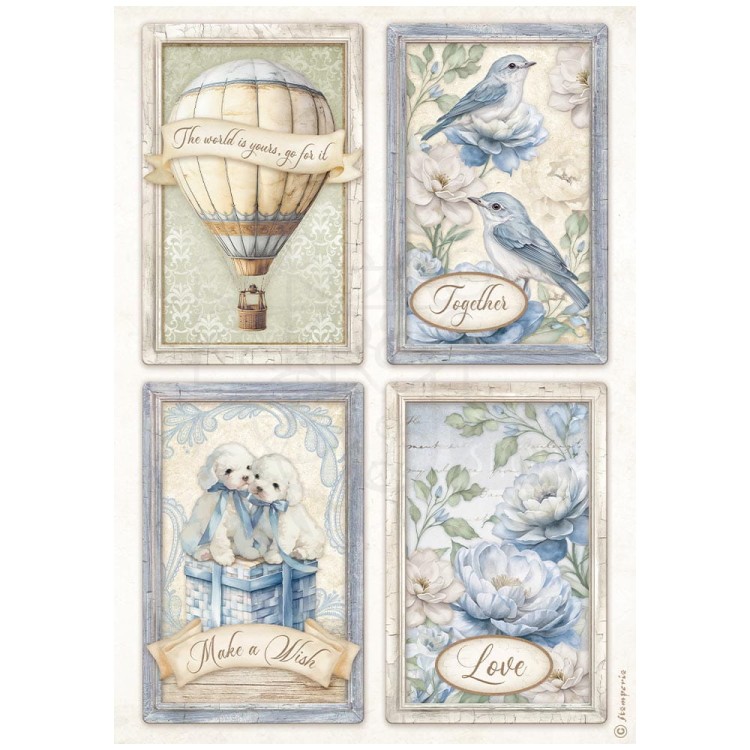 Papier ryżowy do decoupage A4 Timeless 4 karty DFSA41039 Stamperia