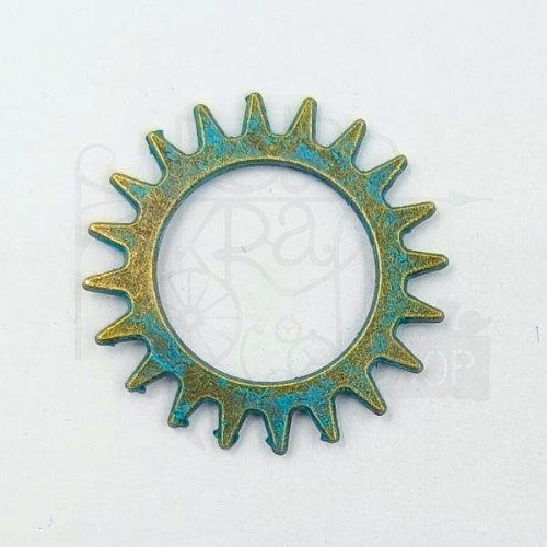 Trybik metalowy zębatka 21mm - wzór nr 16 - brąz patyna
