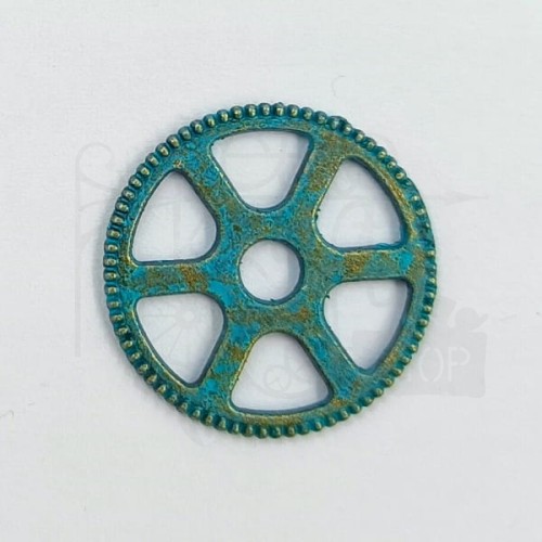 Trybik metalowy zębatka 19mm - wzór nr 17 - brąz patyna