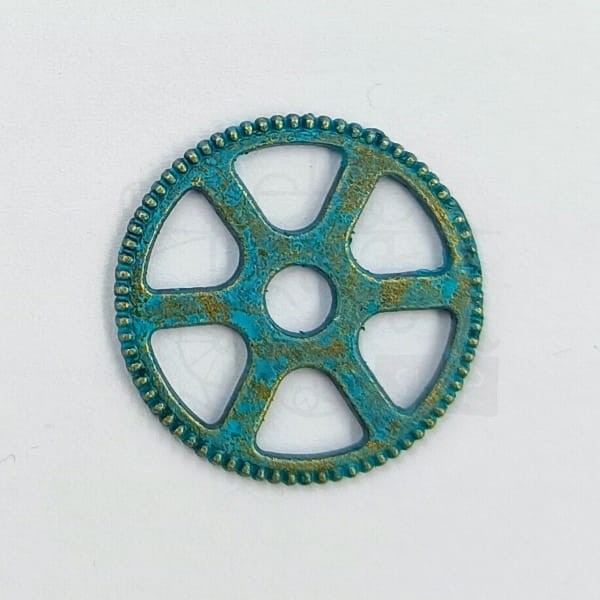 Trybik metalowy zębatka 19mm - wzór nr 17 - brąz patyna