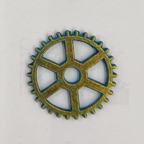 Trybik metalowy zębatka 20mm - wzór nr 15 - brąz patyna