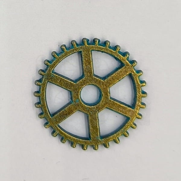 Trybik metalowy zębatka 20mm - wzór nr 15 - brąz patyna