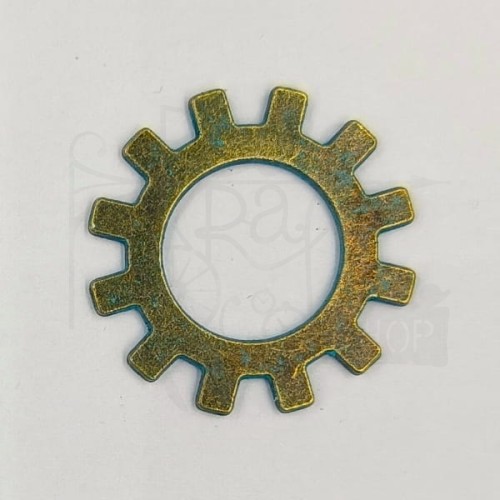 Trybik metalowy zębatka 25mm - wzór nr 4 - brąz patyna