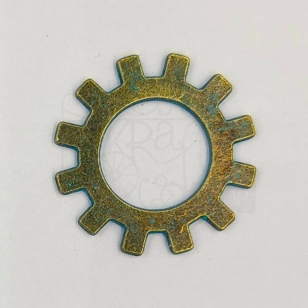 Trybik metalowy zębatka 25mm - wzór nr 4 - brąz patyna