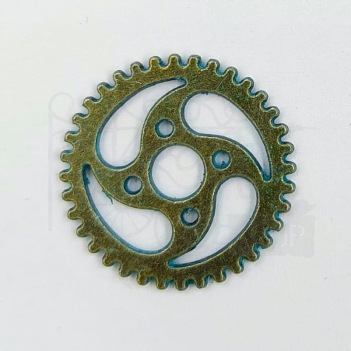 Trybik metalowy zębatka 23mm - wzór nr 6 - brąz patyna