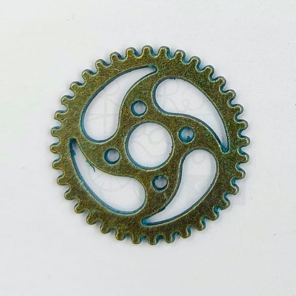Trybik metalowy zębatka 23mm - wzór nr 6 - brąz patyna