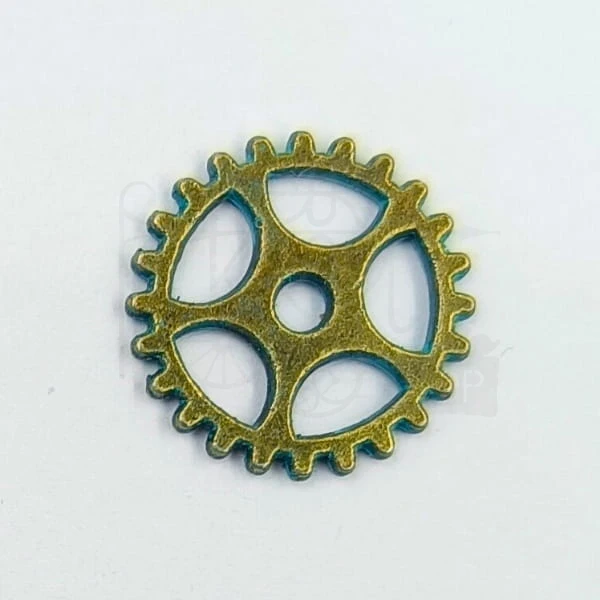 Trybik metalowy zębatka 18mm - wzór nr 12 - brąz patyna