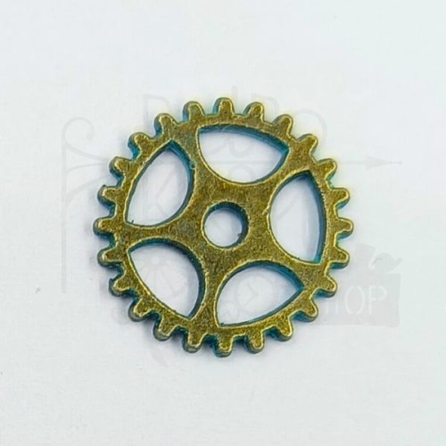Trybik metalowy zębatka 15mm - wzór nr 13 - brąz patyna