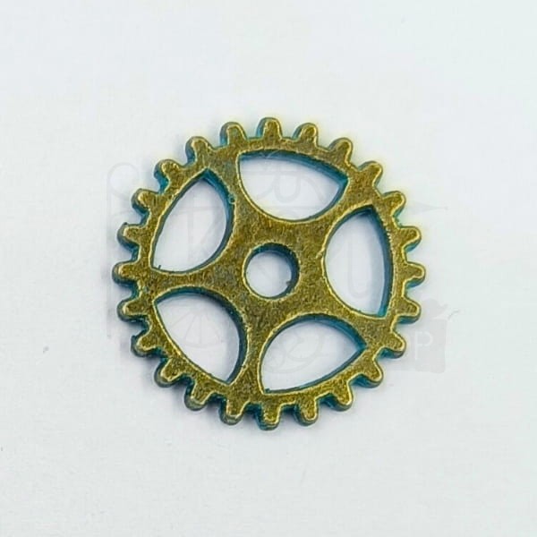 Trybik metalowy zębatka 15mm - wzór nr 13 - brąz patyna
