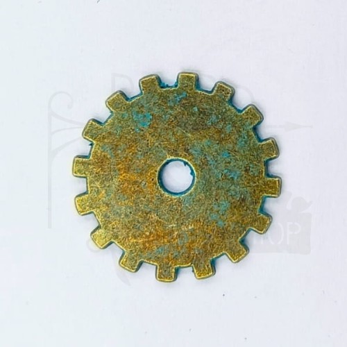 Trybik metalowy zębatka 20mm - wzór nr 14 - brąz patyna
