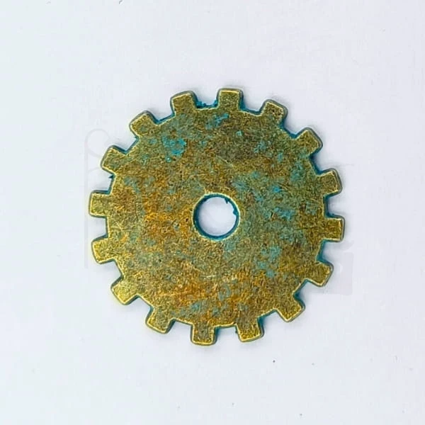 Trybik metalowy zębatka 20mm - wzór nr 14 - brąz patyna