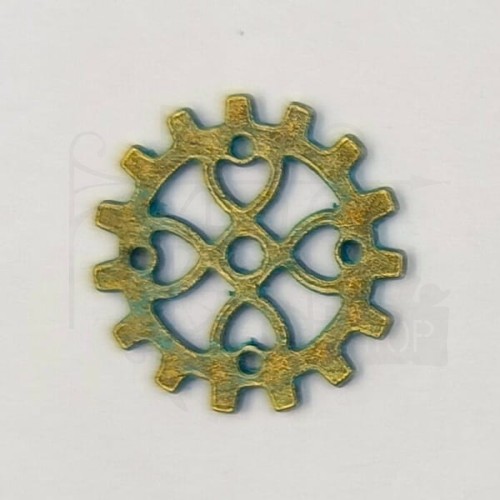 Trybik metalowy zębatka 17mm - wzór nr 23 - brąz patyna