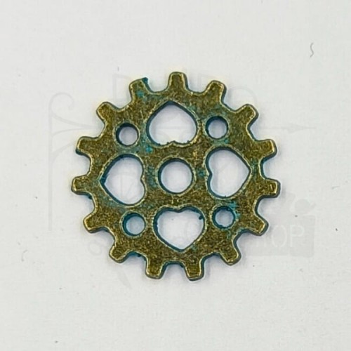 Trybik metalowy zębatka 15mm - wzór nr 24 - brąz patyna