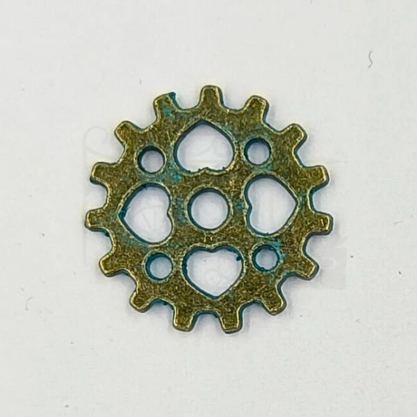 Trybik metalowy zębatka 15mm - wzór nr 24 - brąz patyna