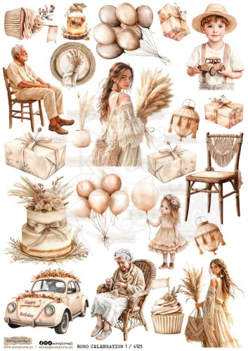 Papier ryżowy do decoupage A4 Boho Cellebration 1 4125 ScrapLove