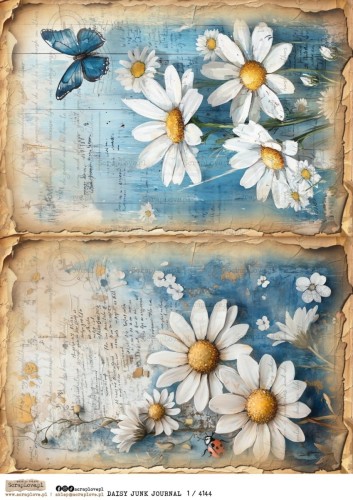 Papier ryżowy do decoupage A4 Daisy Junk Journal 1 4144 ScrapLove