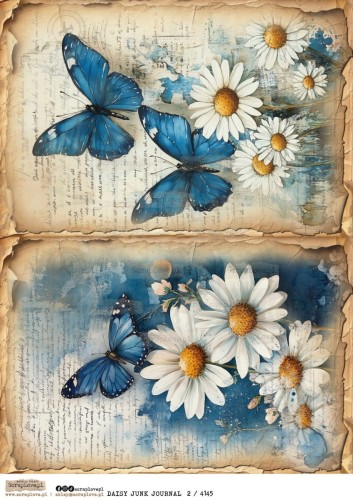 Papier ryżowy do decoupage A4 Daisy Junk Journal 2 4145 ScrapLove