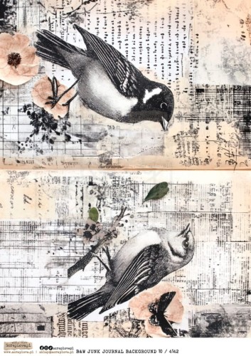 Papier ryżowy do decoupage A4 B&amp;W Junk Journal Backgorund 10 4142 ScrapLove