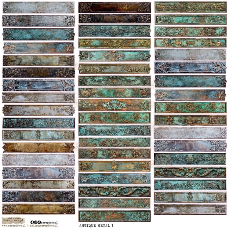Naklejki foliowe do scrapbookingu i art journalingu Antique Metal 1 ScrapLove