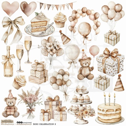Naklejki papierowe do scrapbookingu i art journalingu Boho Celebration 2 ScrapLove