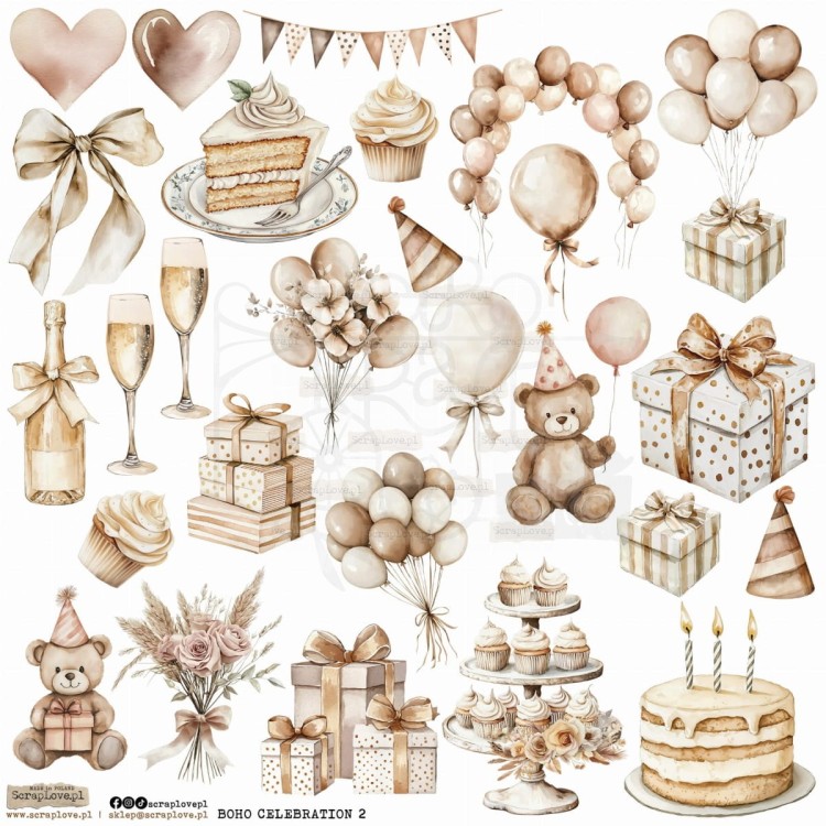 Naklejki papierowe do scrapbookingu i art journalingu Boho Celebration 2 ScrapLove