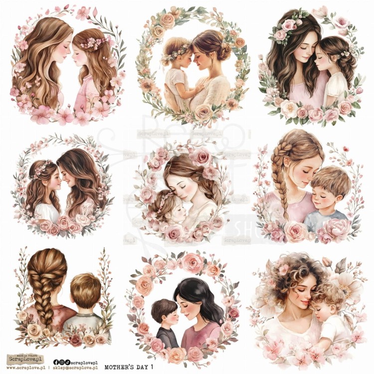 Naklejki papierowe do scrapbookingu i art journalingu Mother's Day 1 ScrapLove