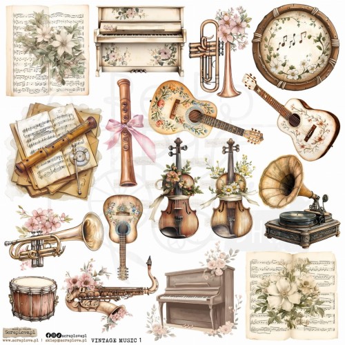 Naklejki foliowe do scrapbookingu i art journalingu Vintage Music 1 ScrapLove