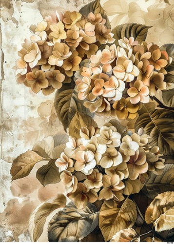 Papier ryżowy do decoupage A4 Kwiat Hortensja retro 10739