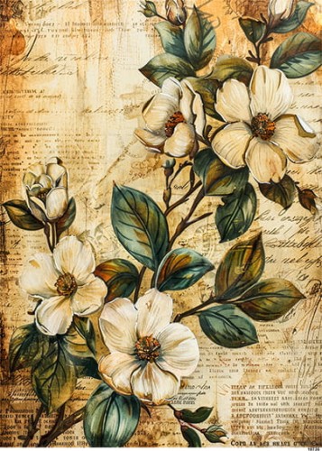 Papier ryżowy do decoupage A4 Kwiat Jaśmin retro 10735