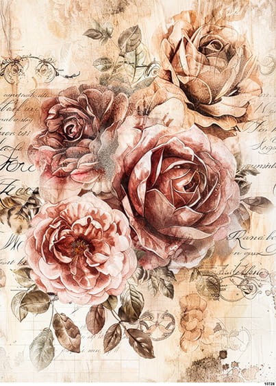 Papier ryżowy do decoupage A4 Kwiat Róża retro 10728