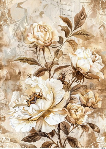 Papier ryżowy do decoupage A4 Kwiat Róża retro 10726