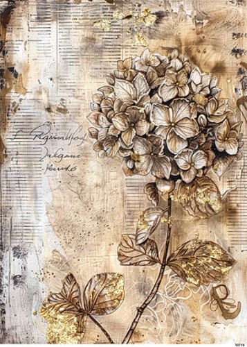 Papier ryżowy do decoupage A4 Kwiat Hortensja retro 10719