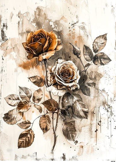 Papier ryżowy do decoupage A4 Kwiat Róża retro 10716