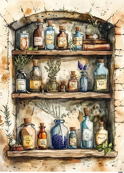 Papier ryżowy do decoupage A4 Półka z przyprawami retro 10696