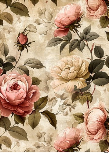 Papier ryżowy do decoupage A4 Kwiat Róża retro 10686