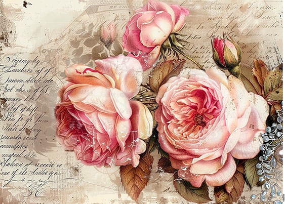 Papier ryżowy do decoupage A4 Kwiat Róża retro 10570