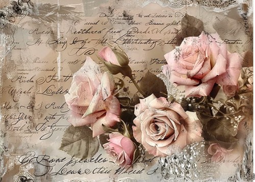 Papier ryżowy do decoupage A4 Kwiat Róża retro 10567