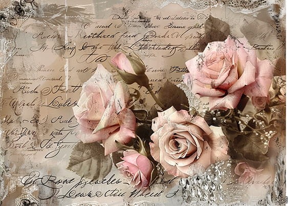 Papier ryżowy do decoupage A4 Kwiat Róża retro 10567
