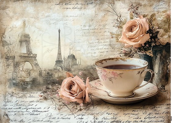 Papier ryżowy do decoupage A4 Paryż kawiarnia 10519