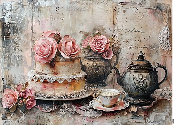 Papier ryżowy do decoupage A4 Tort retro 10509