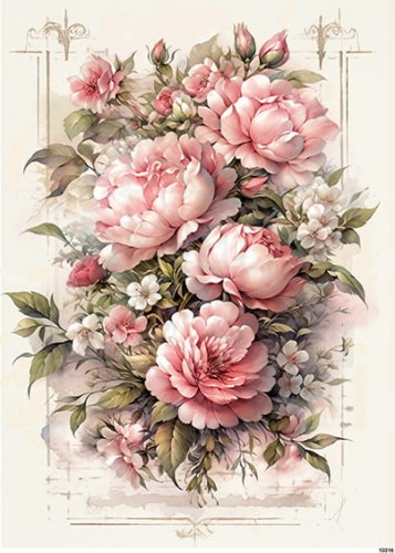 Papier ryżowy do decoupage A4 Różowe kwiaty 10316