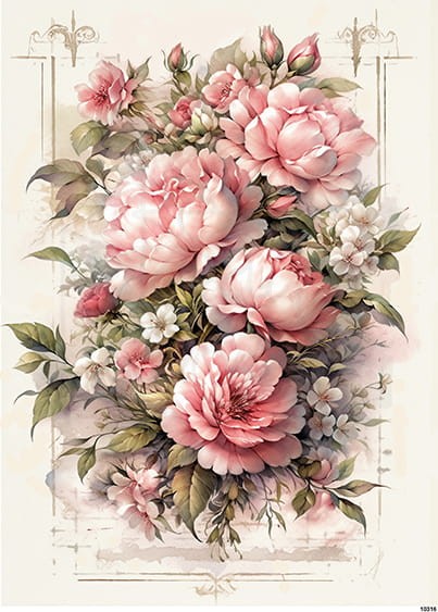 Papier ryżowy do decoupage A4 Różowe kwiaty 10316
