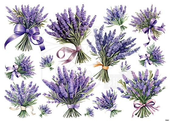 Papier ryżowy do decoupage A4 Bukiety lawendy 3560